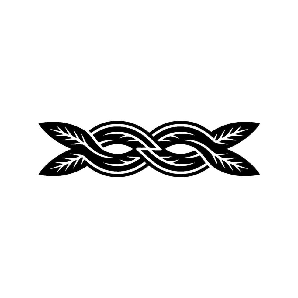 Elegant Black White Leaf Knot , Minimalist Ornamental Pattern vector