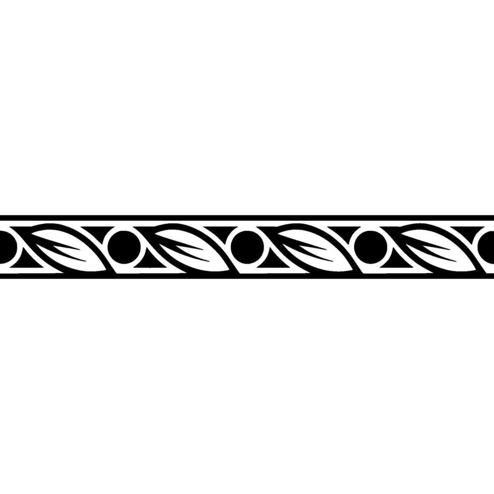 Decorative Border Geometric Black Leaf Pattern on White vector