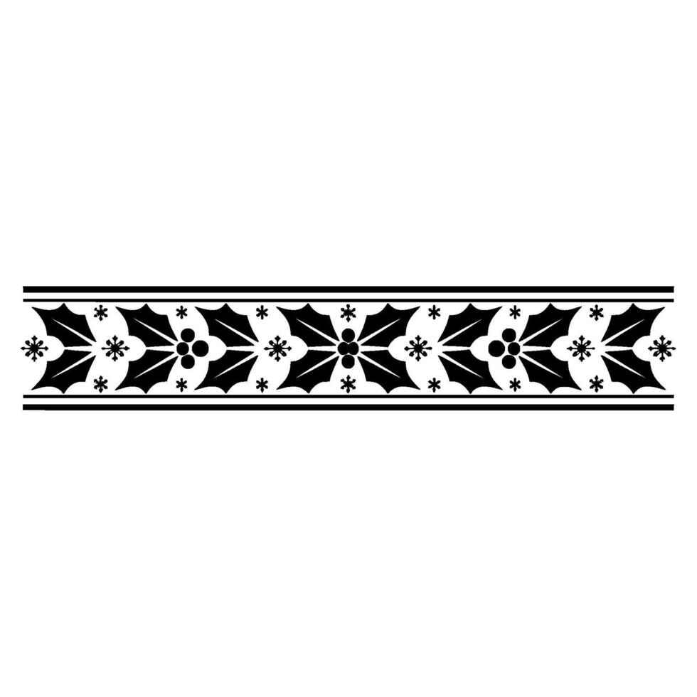 Christmas Holly Border Ornament in Minimalist vector
