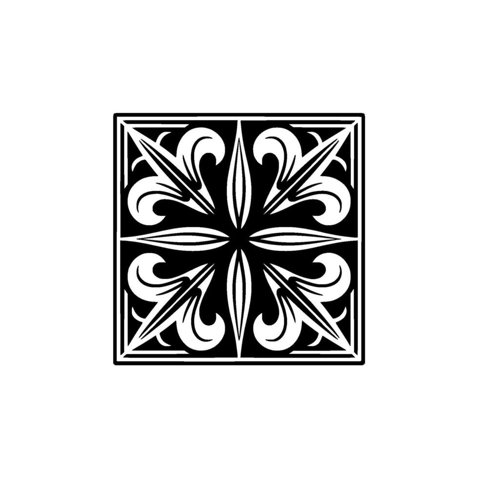 Monochromatic Ornamental Tile , Illustration vector