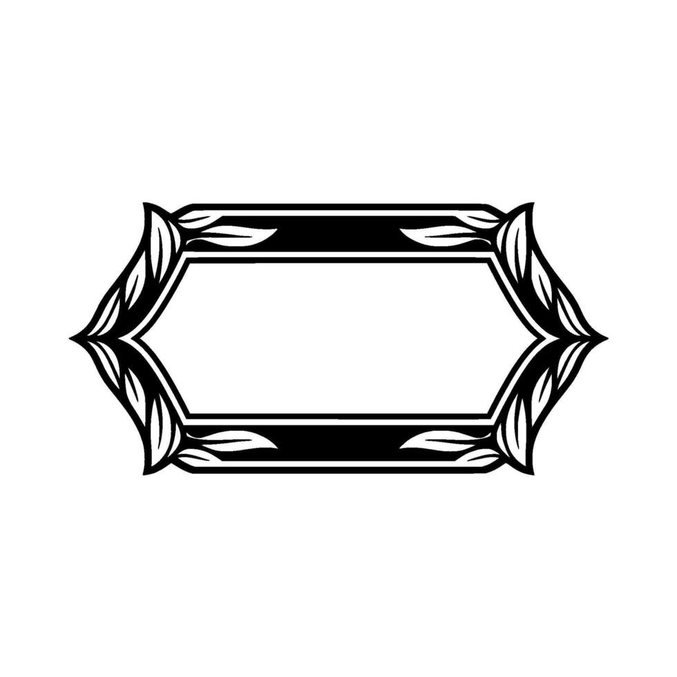 Elegant Black and White Floral Frame on Gray Background vector