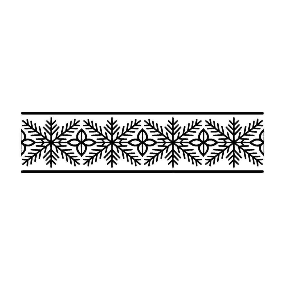 Winter Floral Border Minimalist Black White vector
