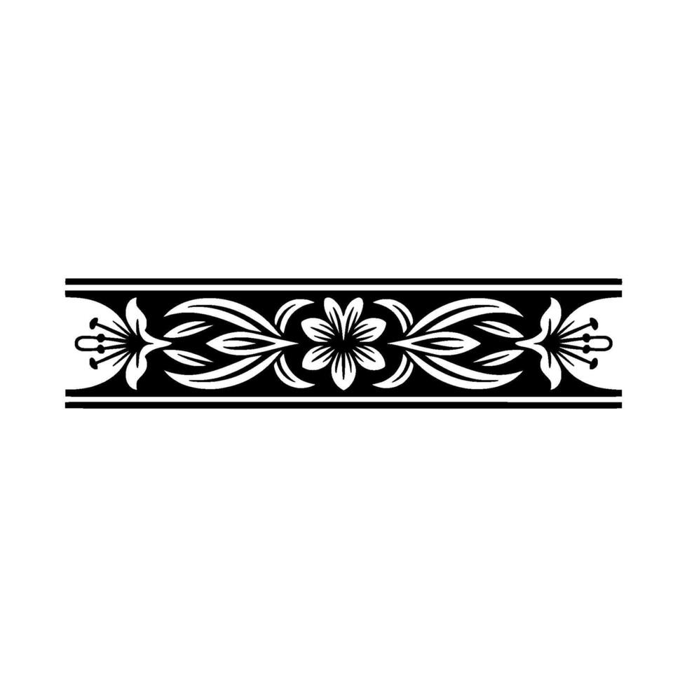 Black and White Floral Border on Neutral Background vector