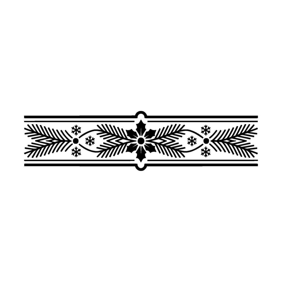 Festive Christmas Border Holly, Pine, Snowflakes, Minimalist vector