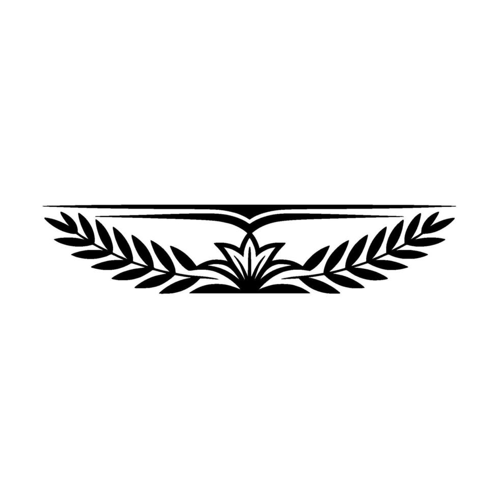 Elegant Black Laurel Wreath and Floral Crest on White vector
