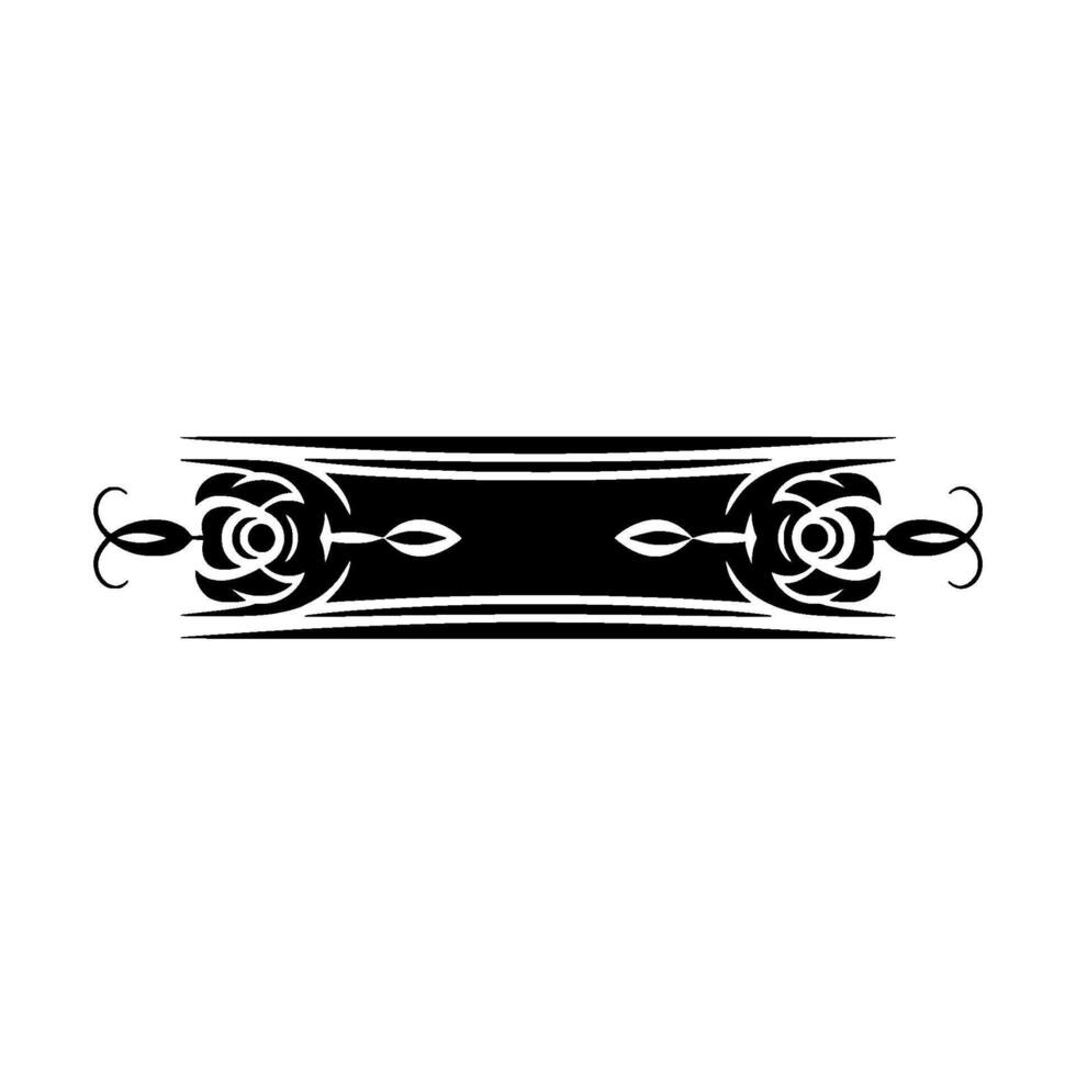 Black Ornamented Banner with Floral Elements on White vector
