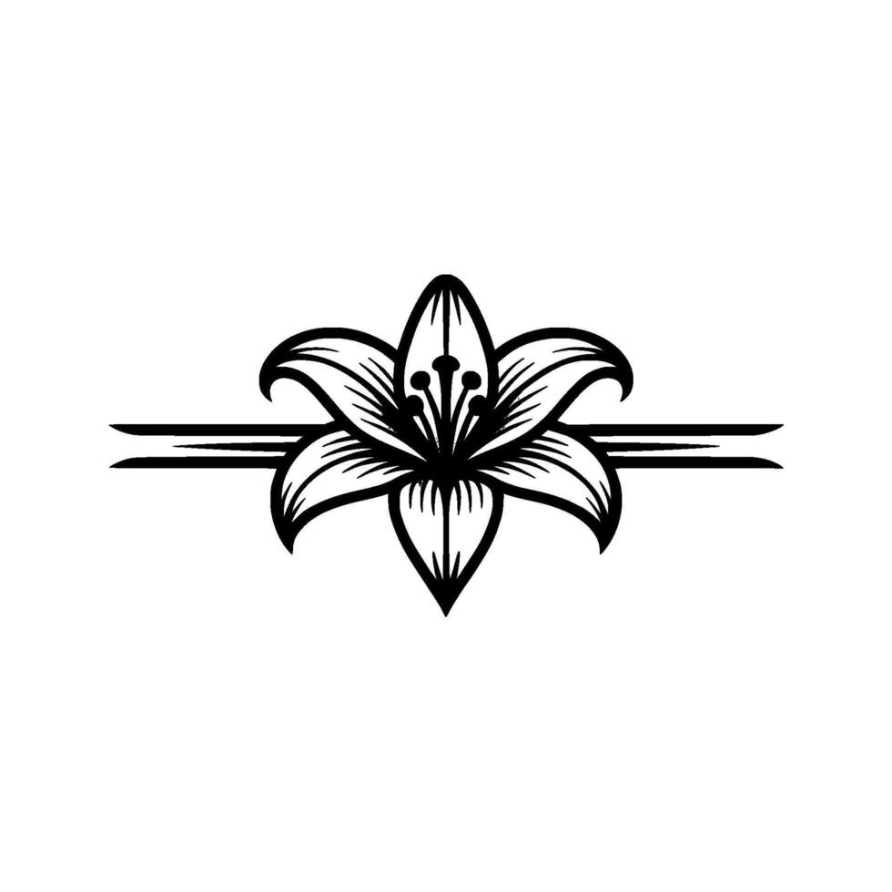 Elegant Lily Floral Element in Monochrome vector