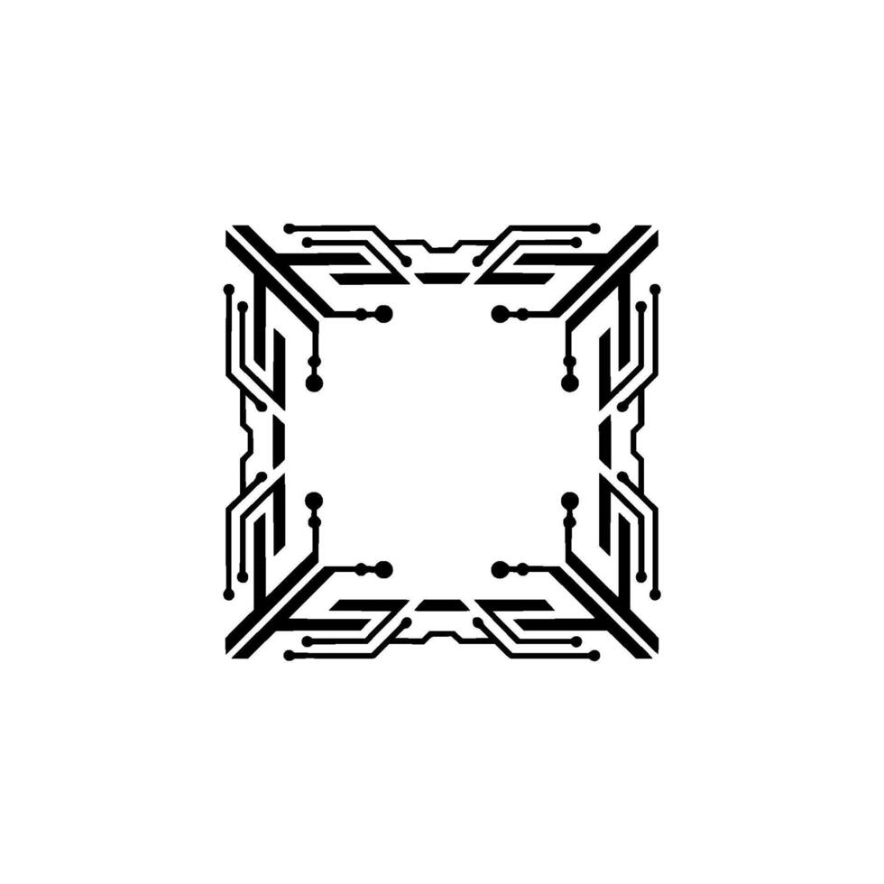 Abstract Tech Frame Circuit Board Square, Modern Minimalist vector