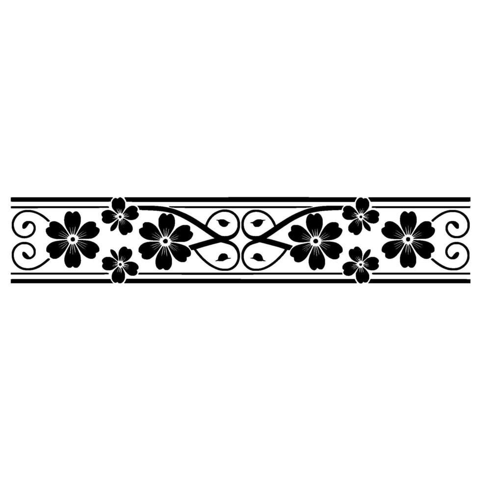 Floral Border , Illustration in Black and White vector