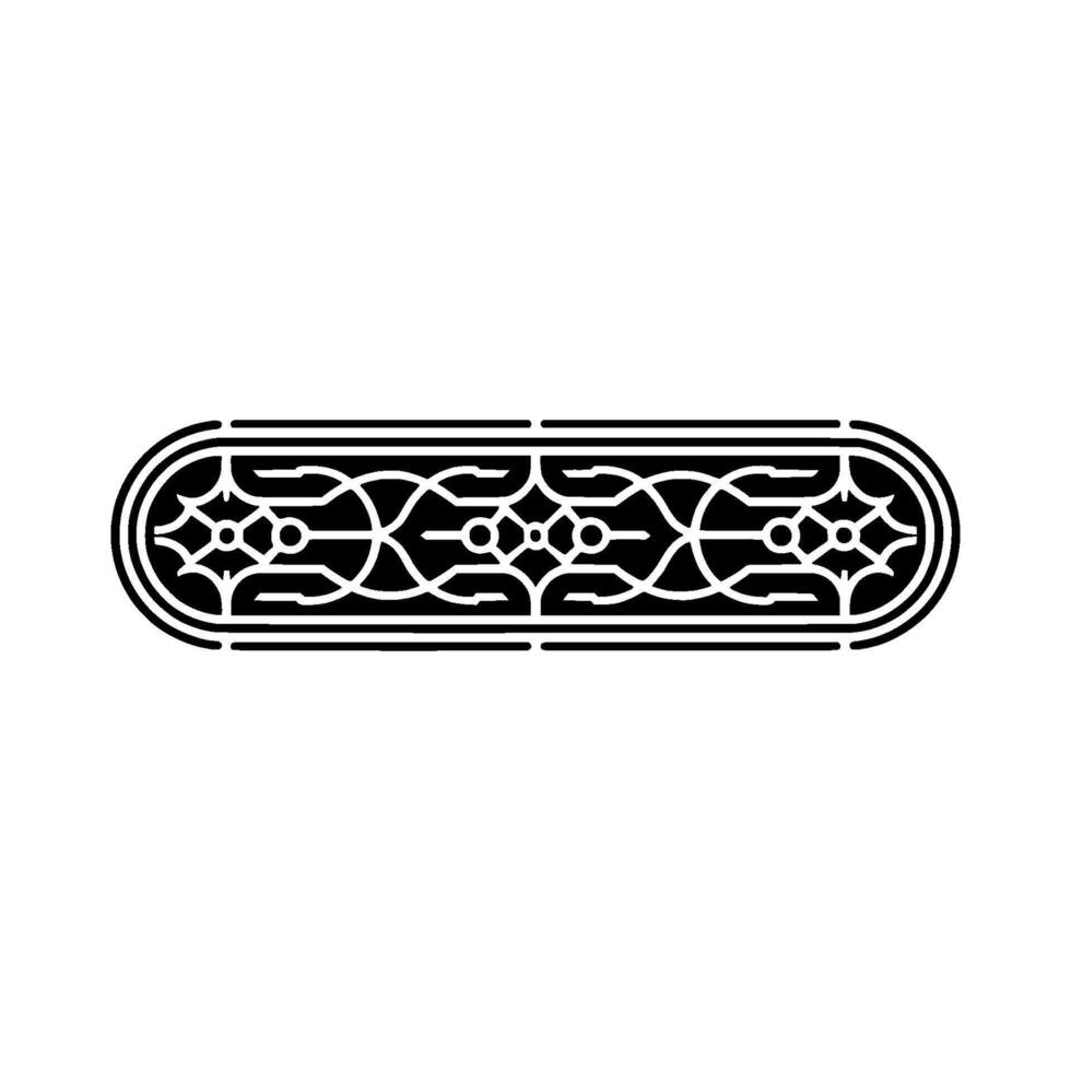 Geometric Black Border Ornament with Abstract Floral vector