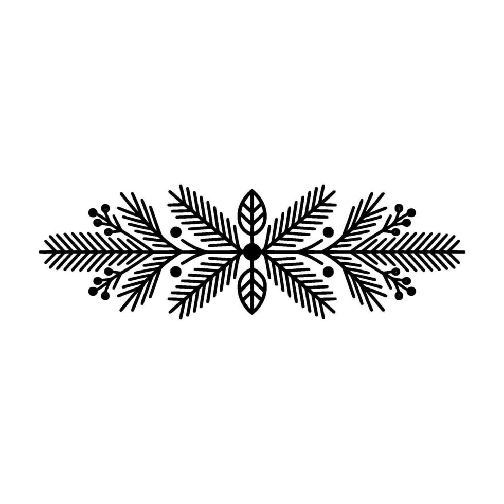 Minimalist Christmas Ornament Fir Branches Berries, vector