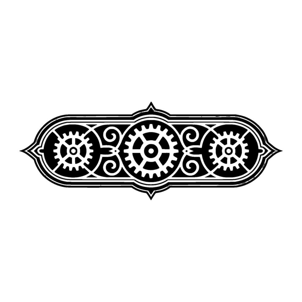 Decorative Steampunk Gear Border on White vector