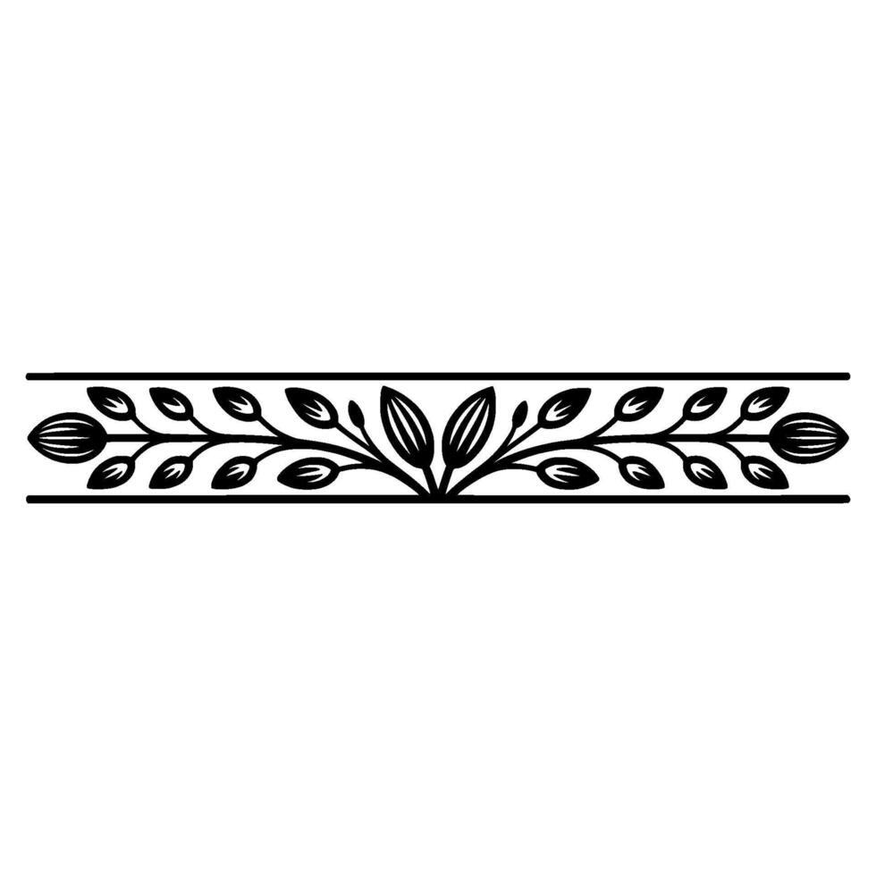 Elegant Botanical Border in Minimalist Black White vector