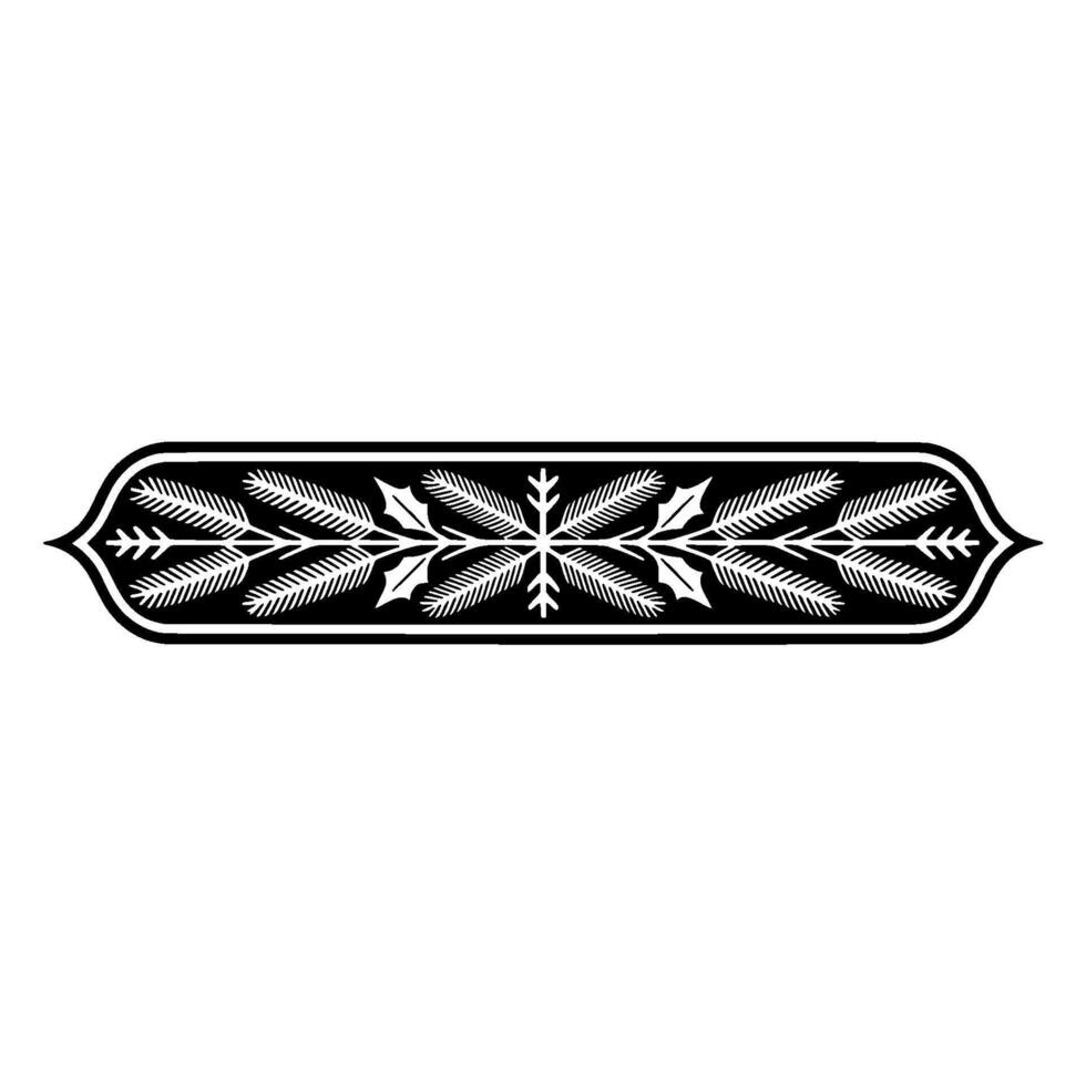 Elegant Black White Christmas Border Decorative Winter Motif on White vector