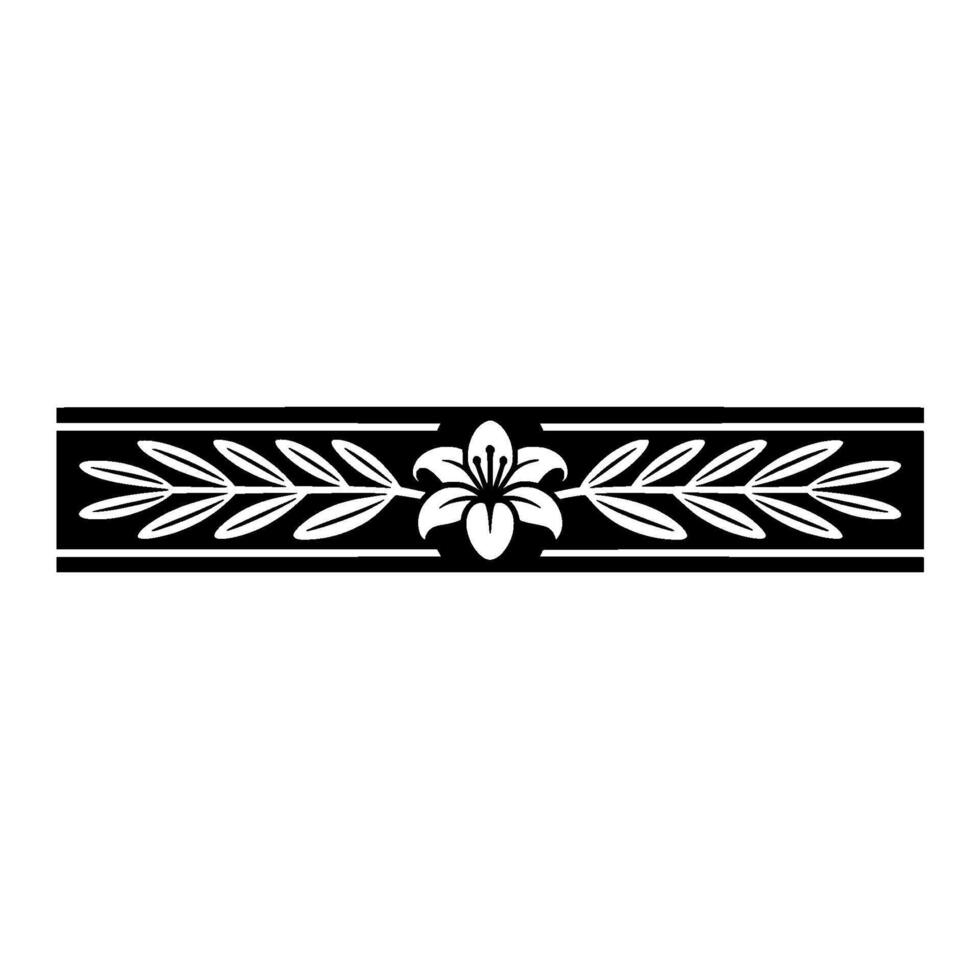 Elegant Black White Floral Border Classic Lily Motif vector