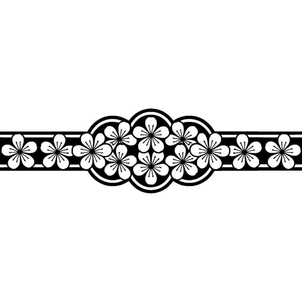 Elegant Black White Floral Border For Templates Decor vector