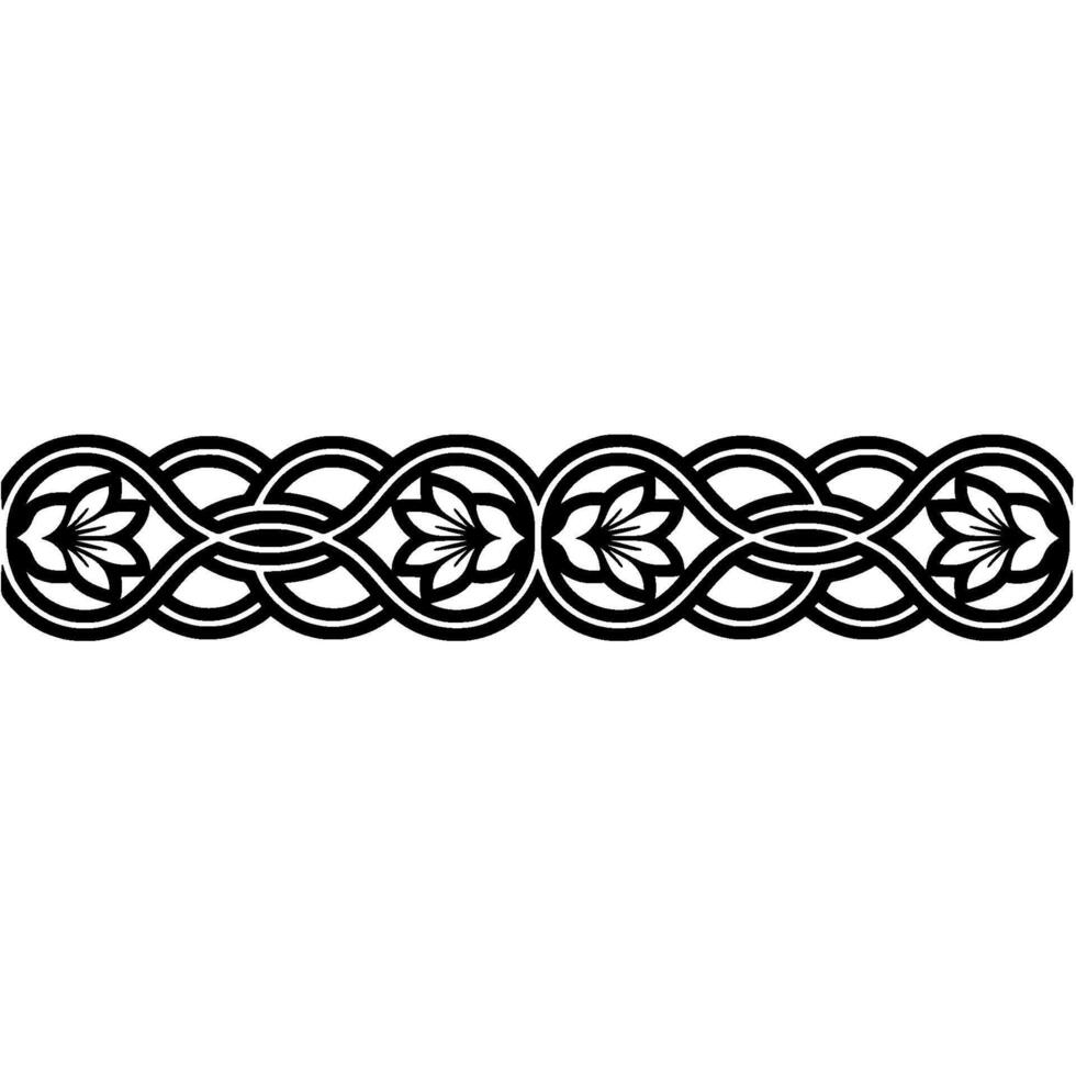 Ornate Black Floral Border on White Background, Decorative Element vector
