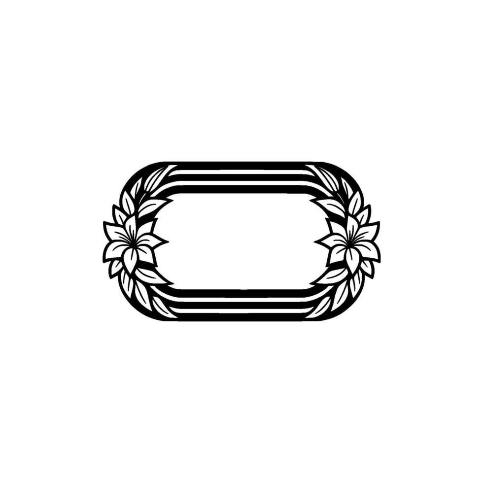 Black Floral Oval Frame, Minimalist , Elegant Motif vector