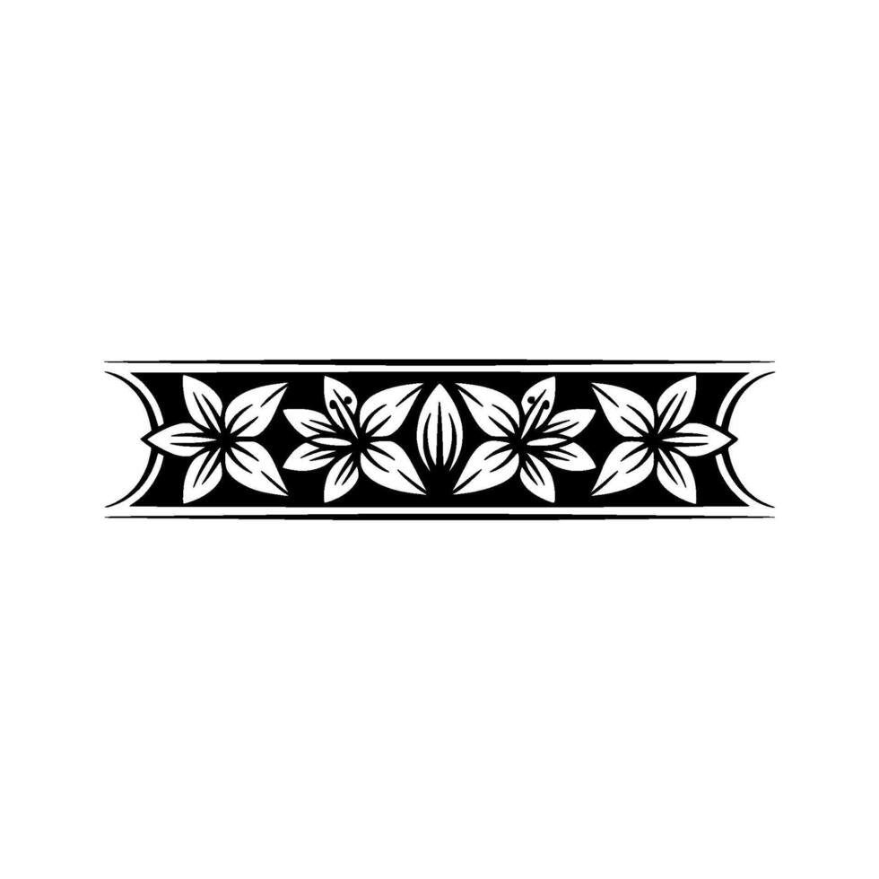 Floral Border , Black and White, Geometric, Elegant, vector