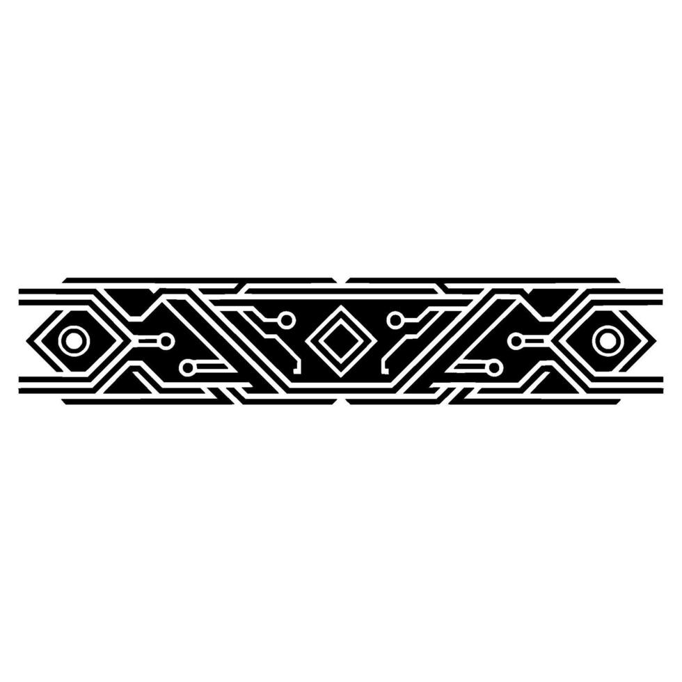 Futuristic Circuit Board Border Element, Black White, Isolated vector