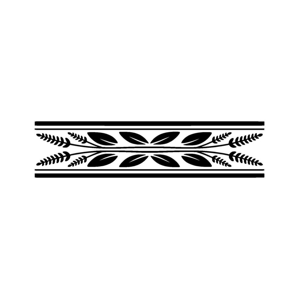 Decorative Border Element Leafy Black Line Art on White vector