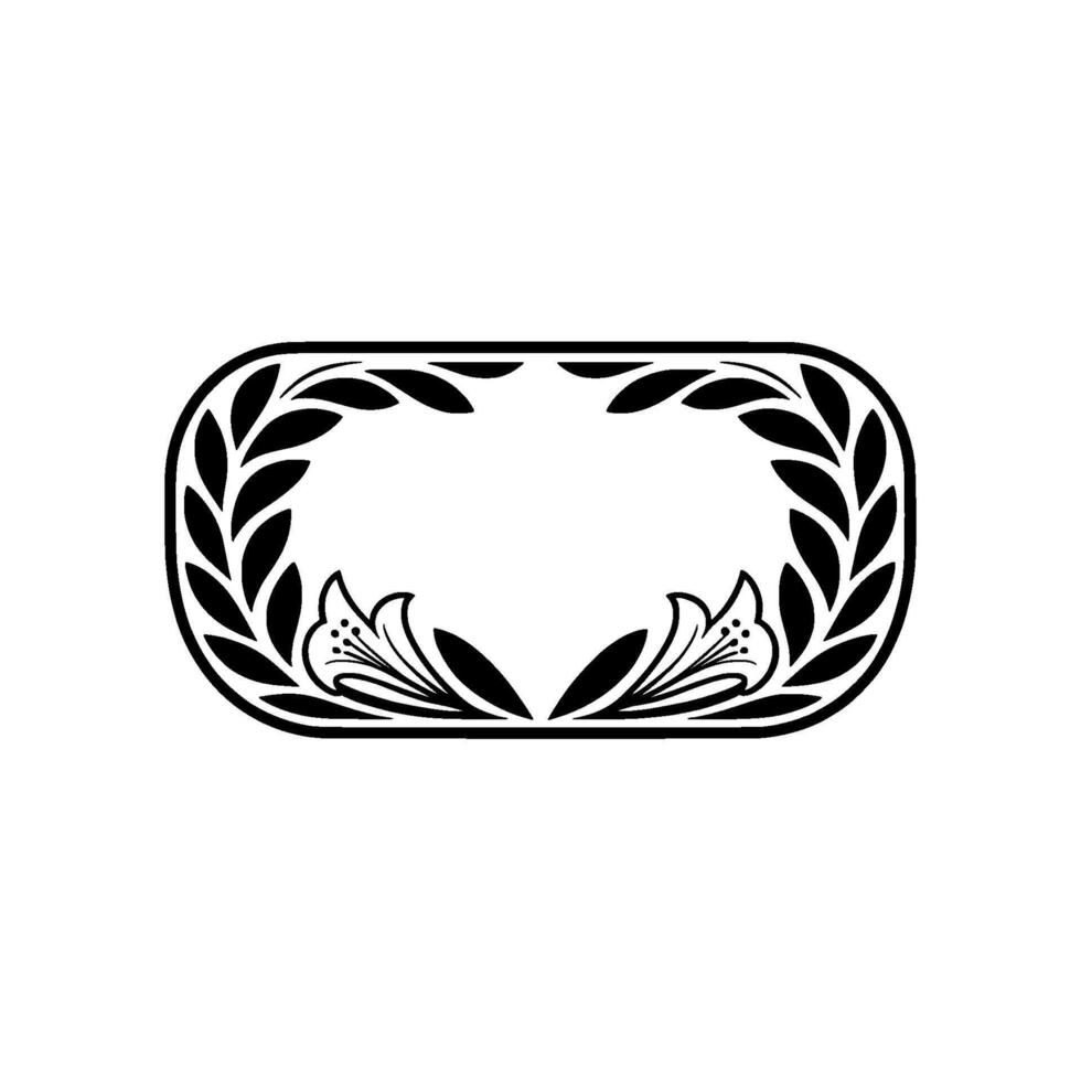 Elegant Floral Frame Black Laurel Wreath on White Background vector
