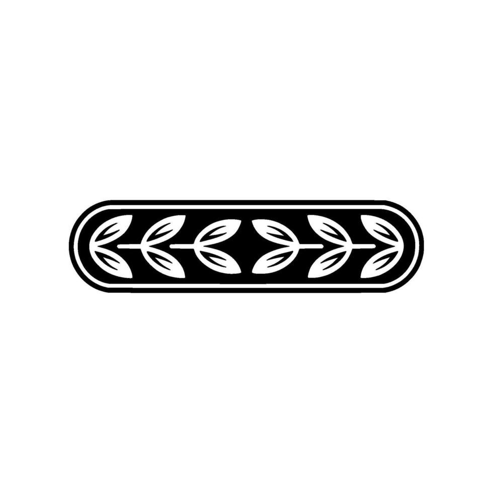 Black and White Leaf Motif, Rounded Rectangle, Minimalist Element vector