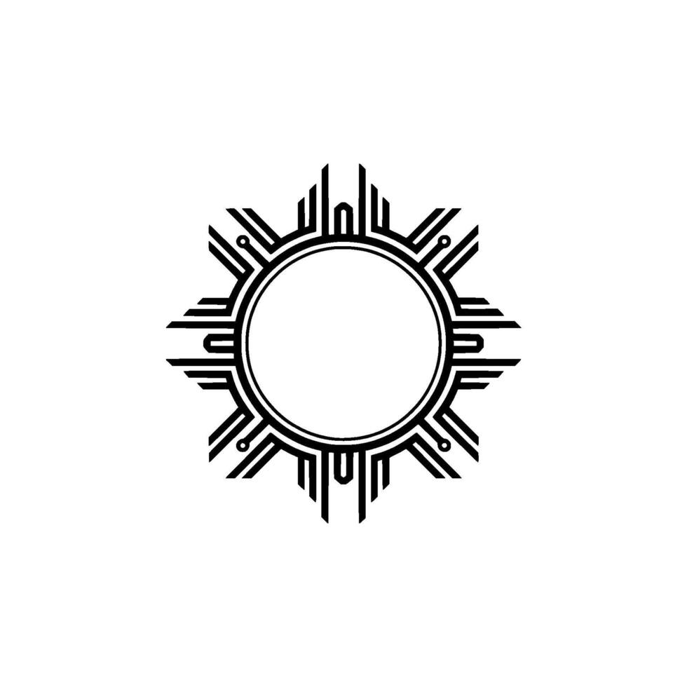 Minimalist Geometric Sunburst Frame on White vector