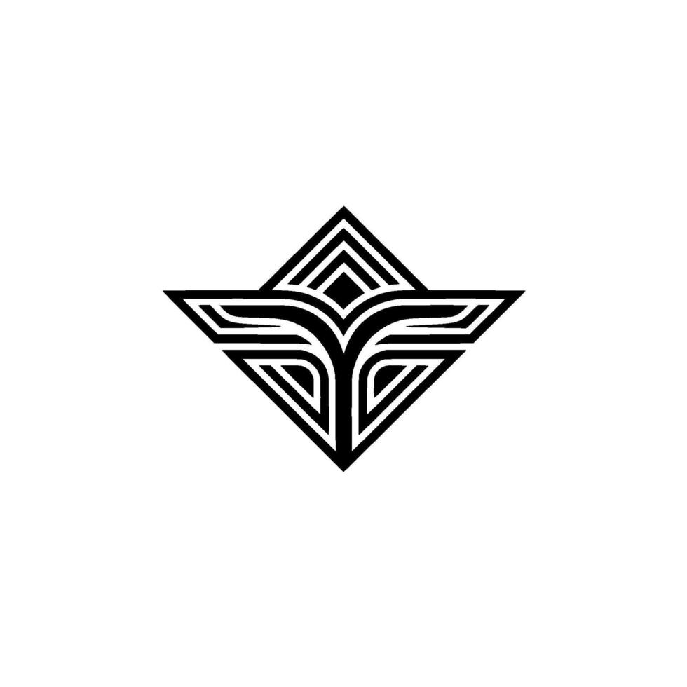 Geometric Abstract Diamond Abstract Plant in Black White vector