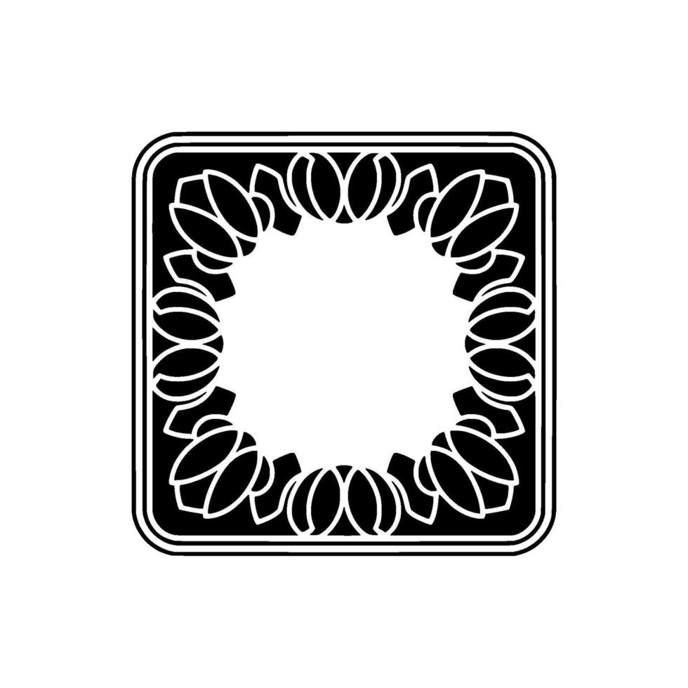 Elegant Black and White Floral Frame, Decorative Geometric vector