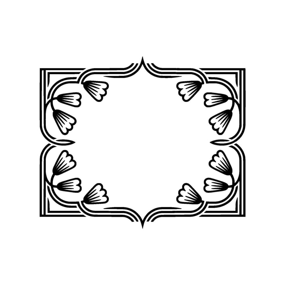 Elegant Floral Frame in Black and White Minimalist Border vector