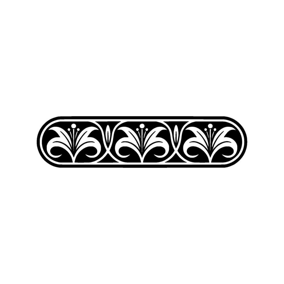 Elegant Floral Border , Black and White with Gold Accents vector