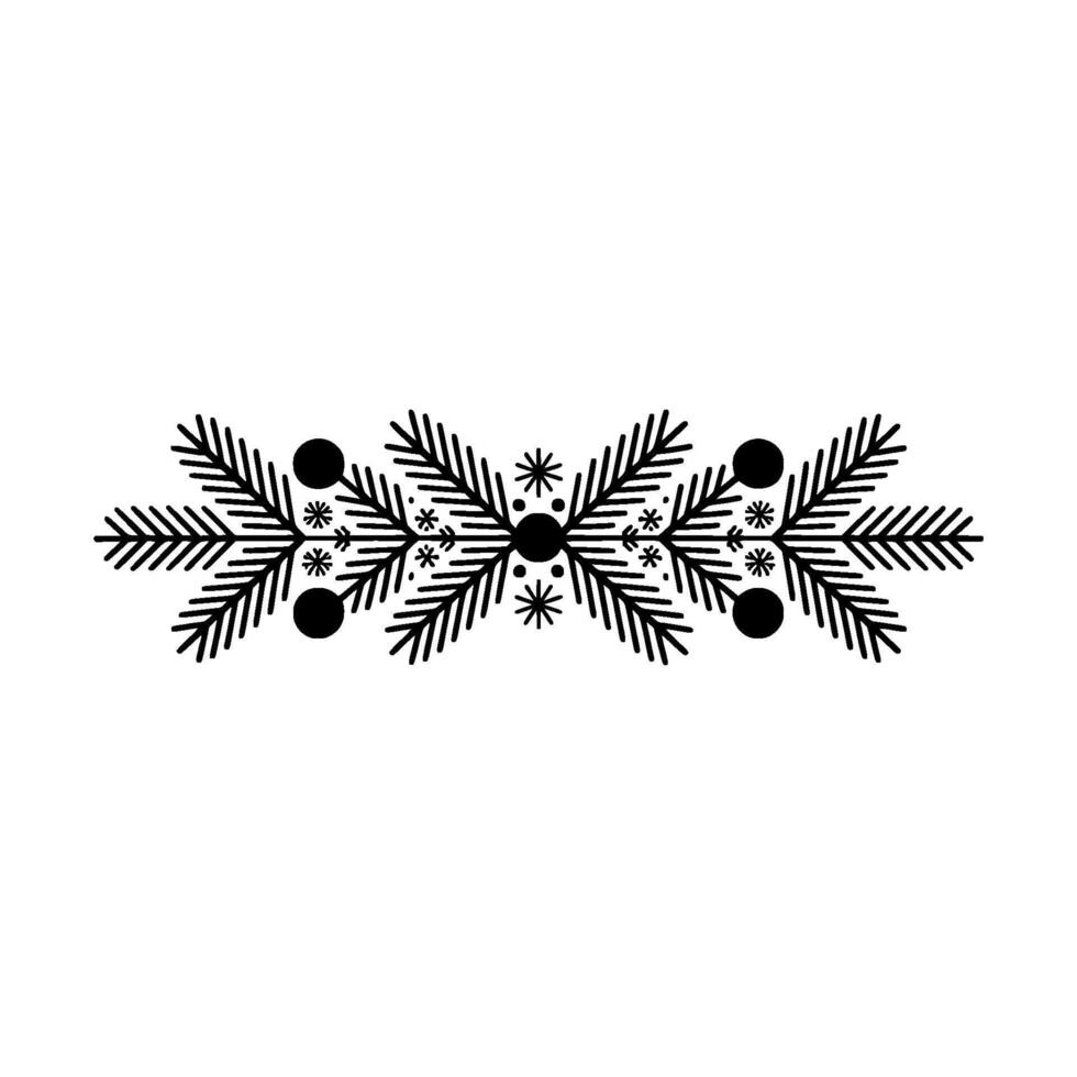 Minimalist Christmas Evergreen Border, Black White vector