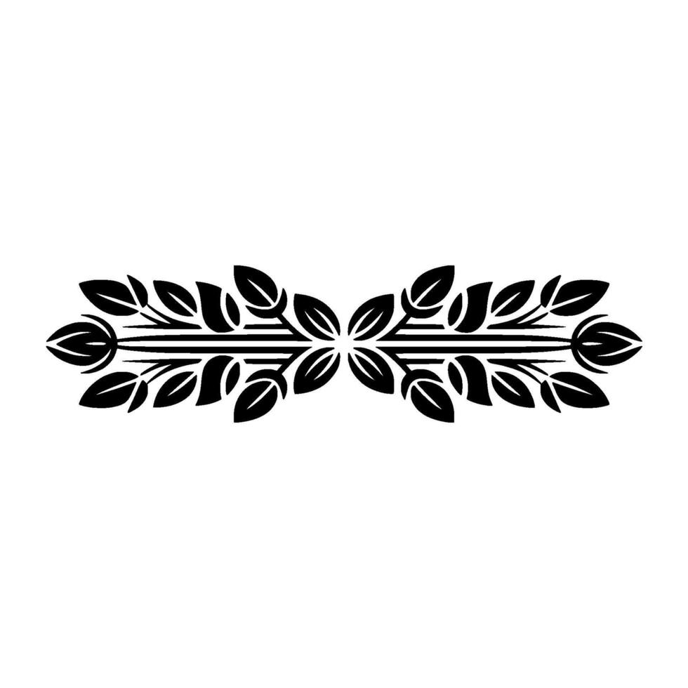 Black Leaf Ornament Elegant Botanical on White Background vector