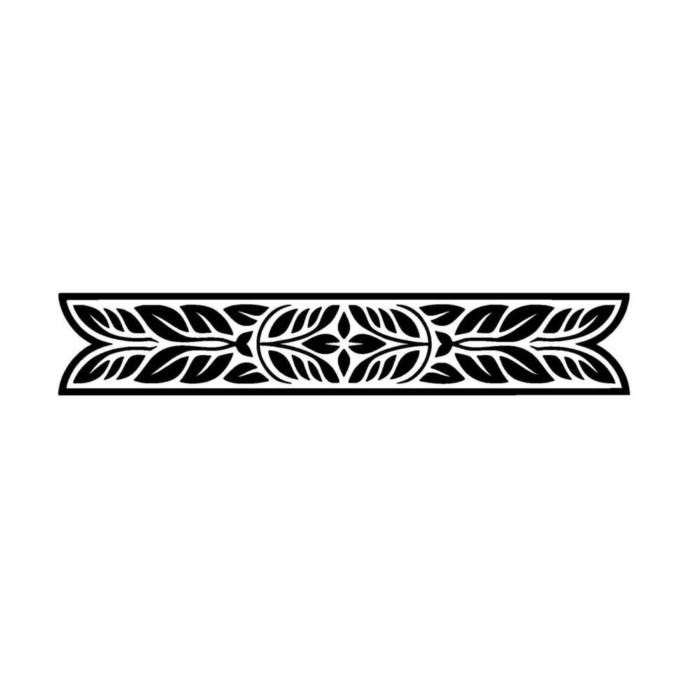 Ornamental Black Leaf Border on White Background vector