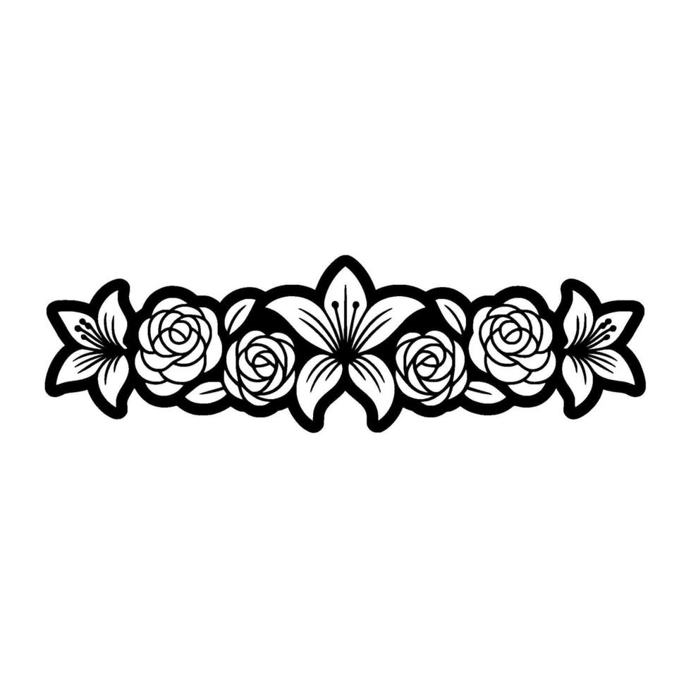 Floral Border , Elegant Black and White vector