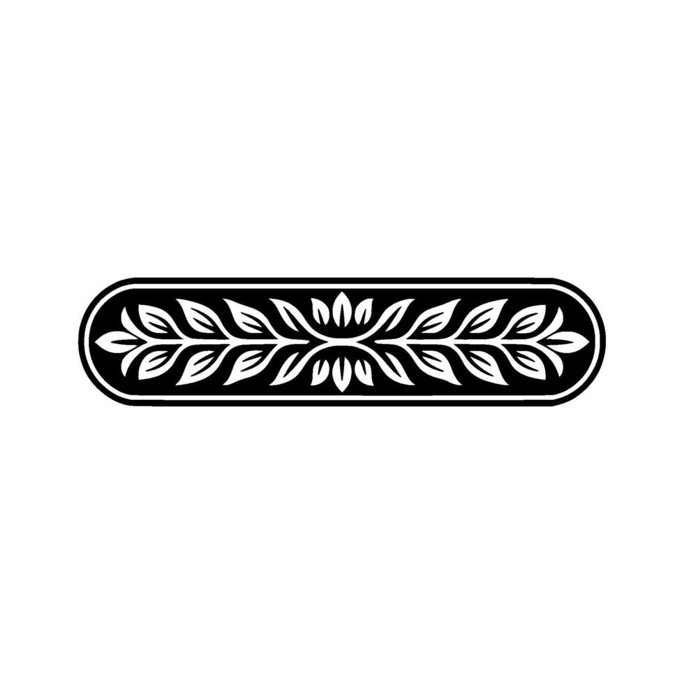 Ornate Black and White Leaf Border Element vector