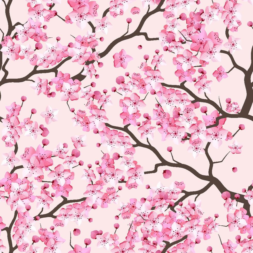Pink flowering blossom pattern design vector