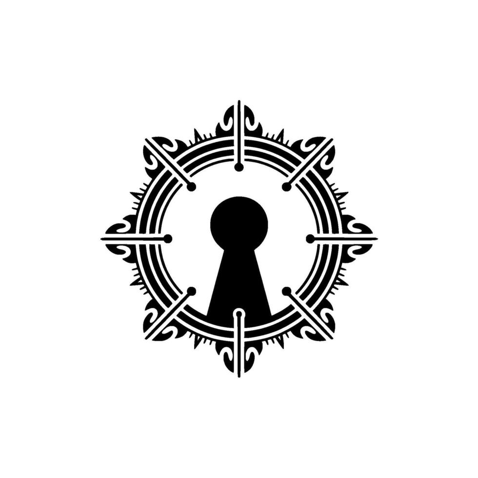 Abstract Keyhole Ornamental Black White vector
