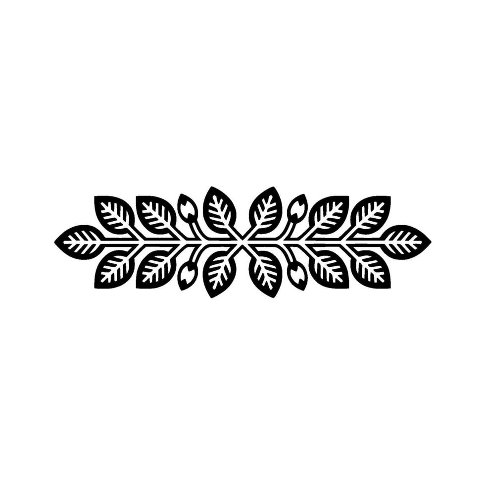 Minimalist Black Leaf Branch on White Background vector
