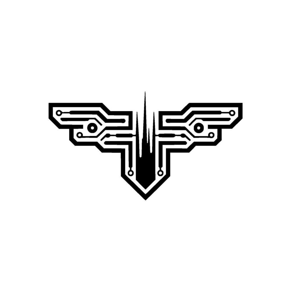 Tech Wing Circuit Board on Light Background vector
