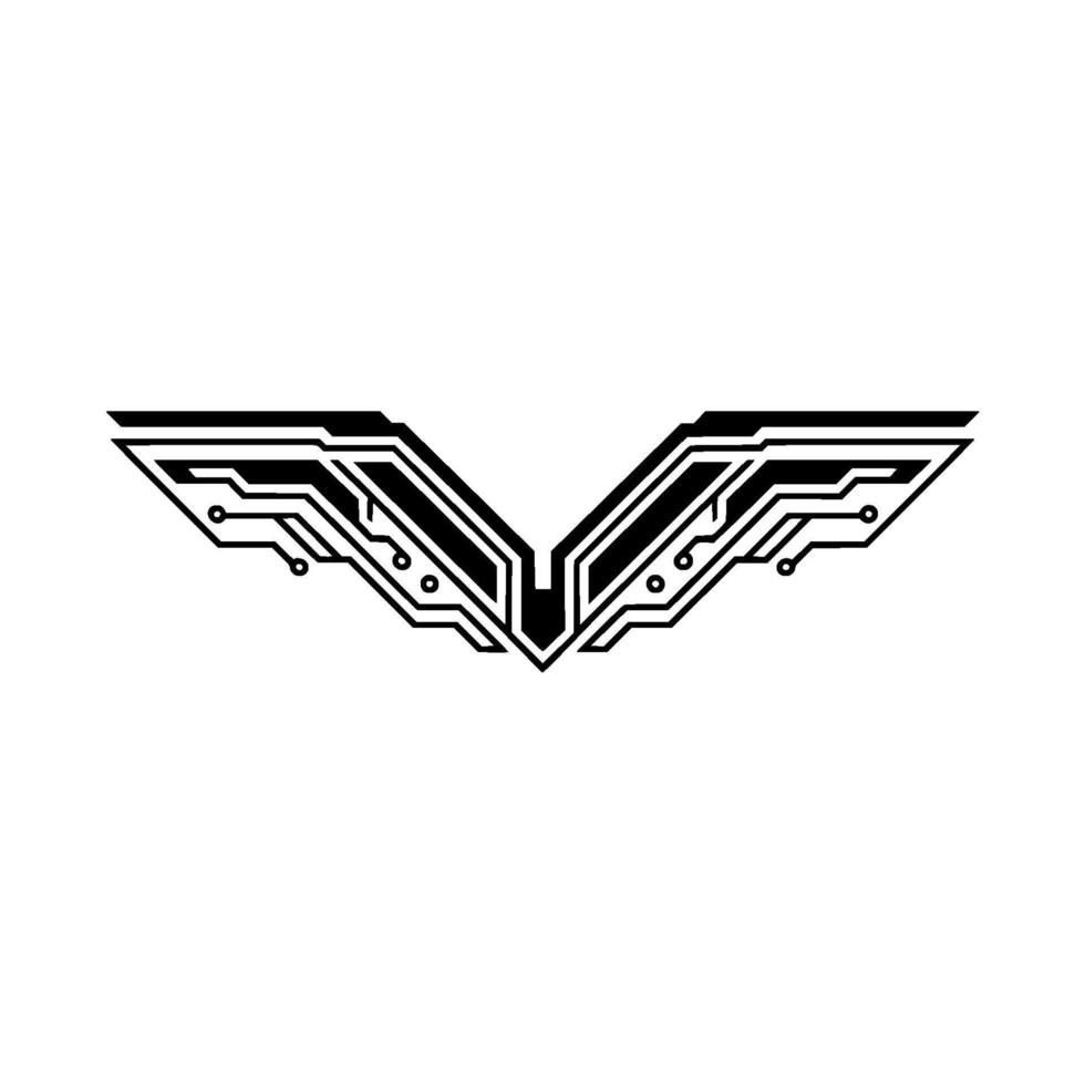 Abstract Circuitry Winged on White Background vector