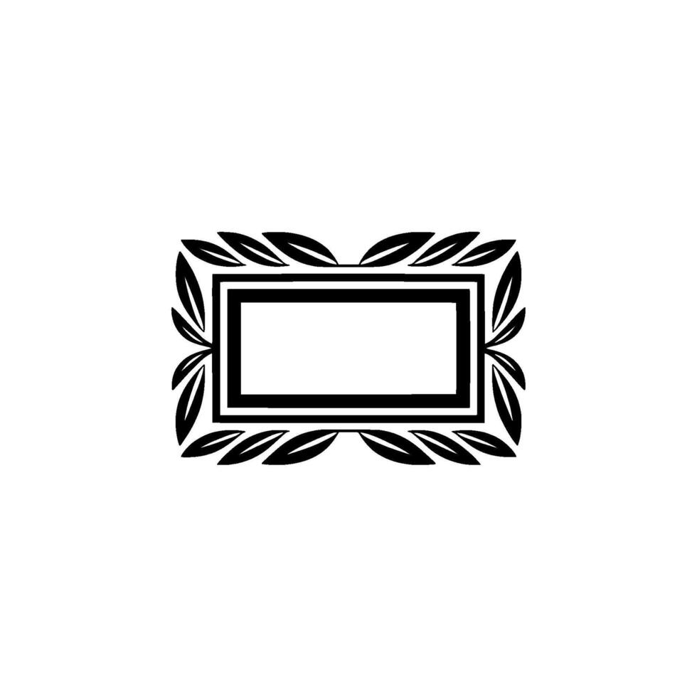 Elegant Black Frame with Leaves on White Minimalist vector