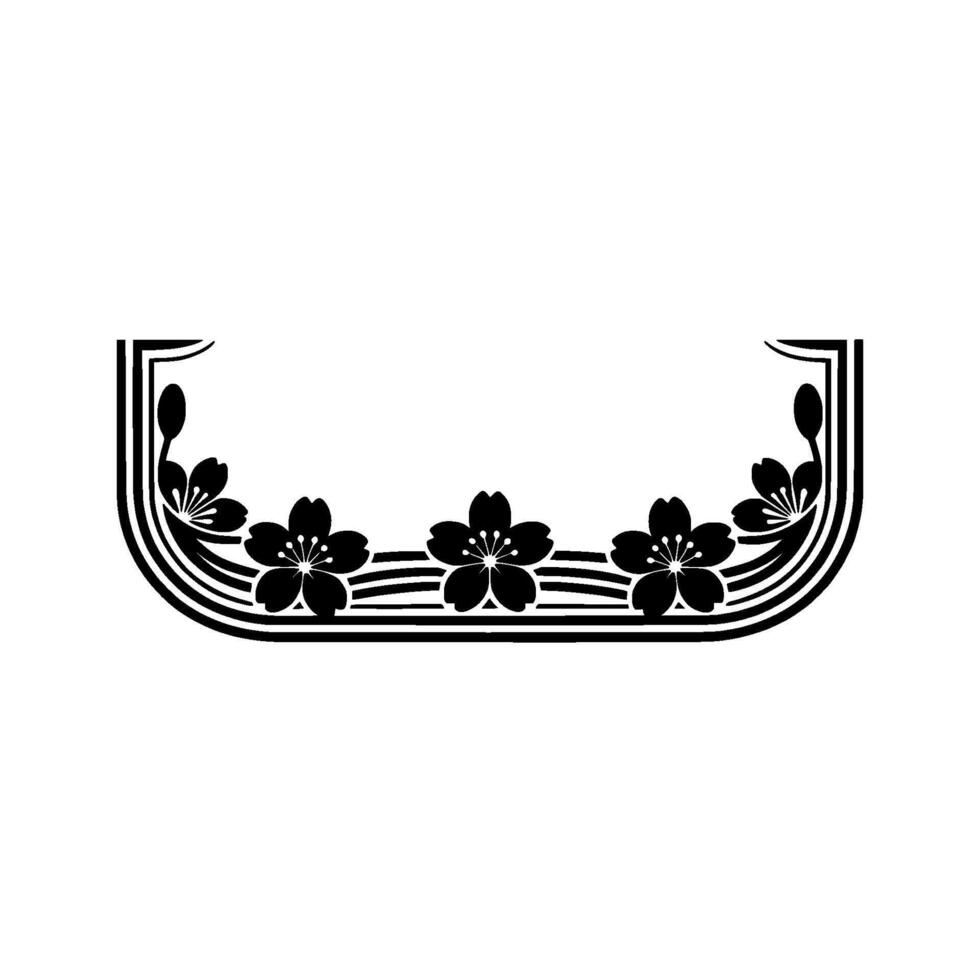 Elegant Black Cherry Blossom Border, Minimalist , Template vector