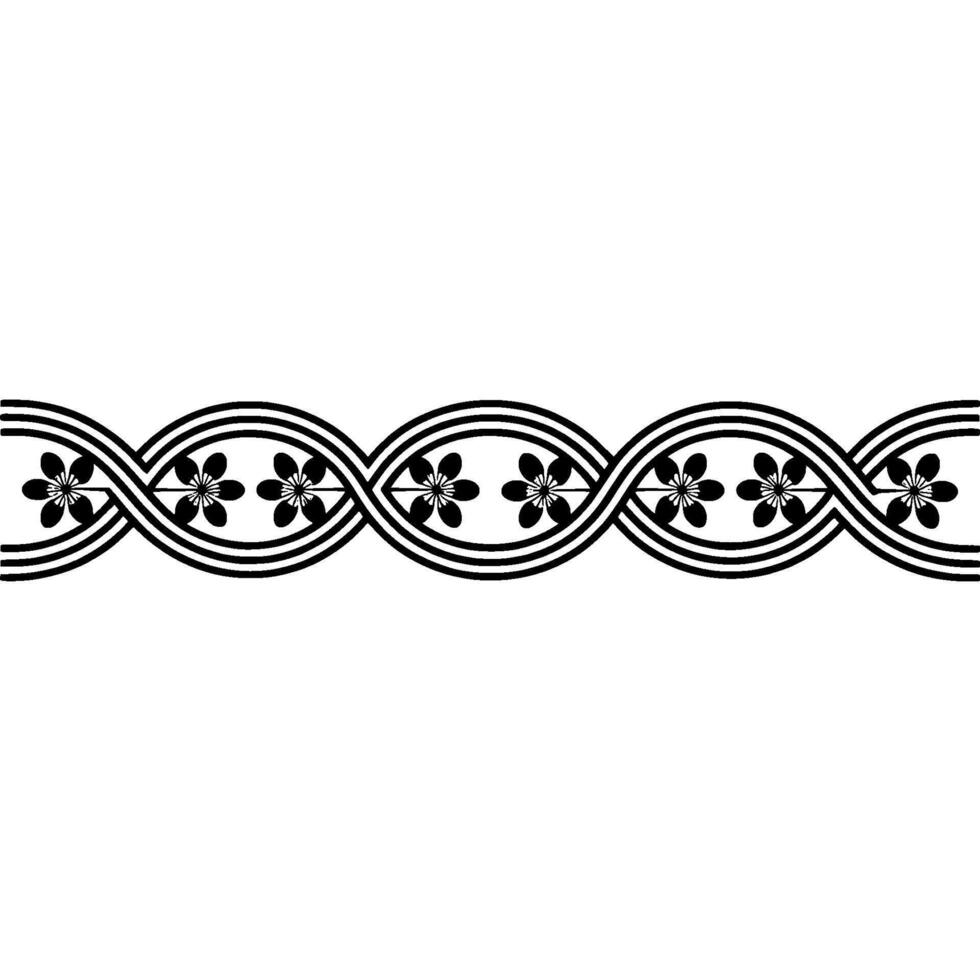 Decorative Border Intertwined Floral Pattern on White vector