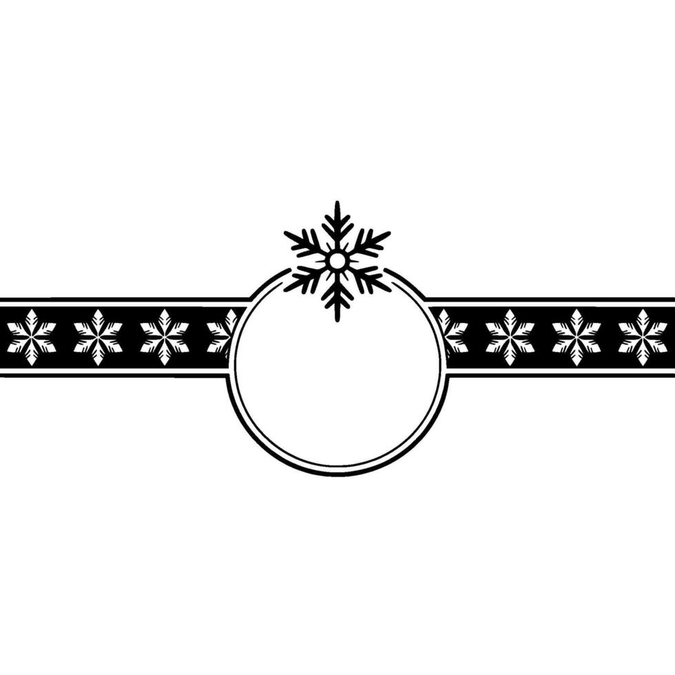 Minimalist Snowflake Label Or Card in Black and White vector
