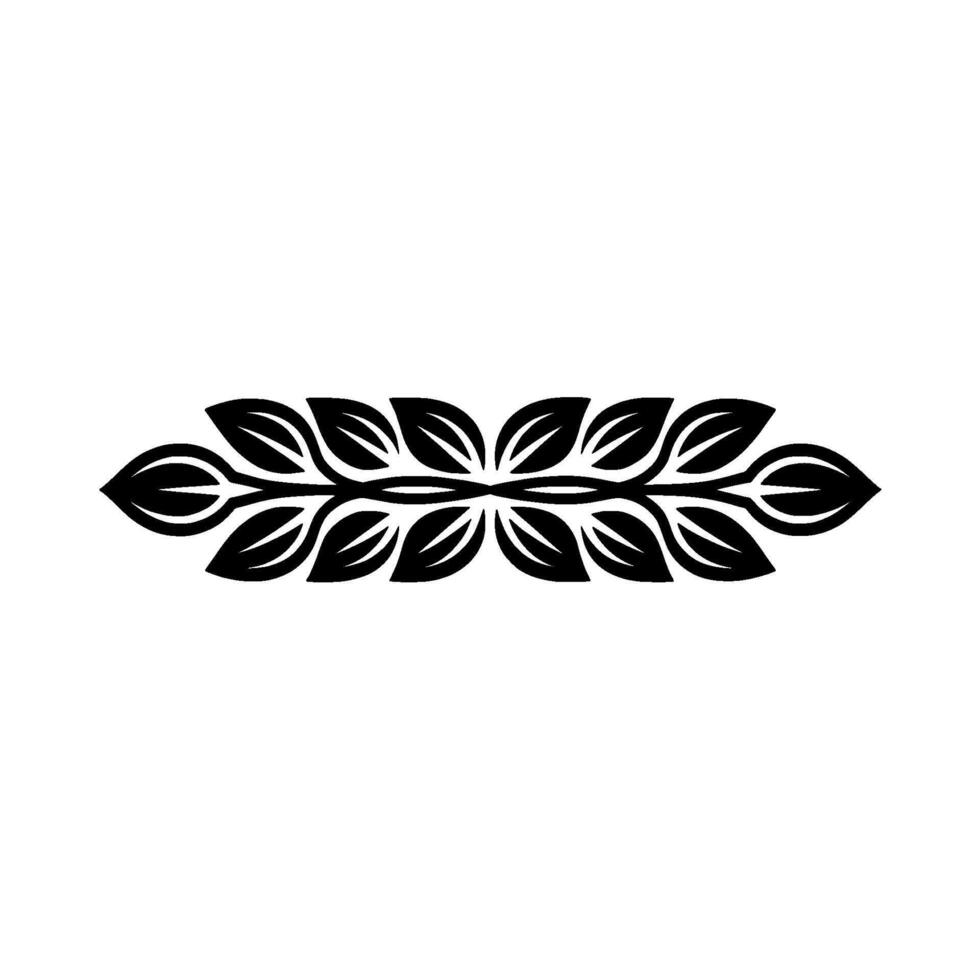 Elegant Black Leaf Motif on White Background, Decorative Border vector