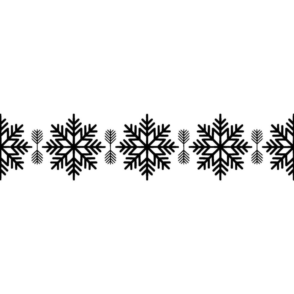 Minimalist Snowflake Border on White Background Winter vector