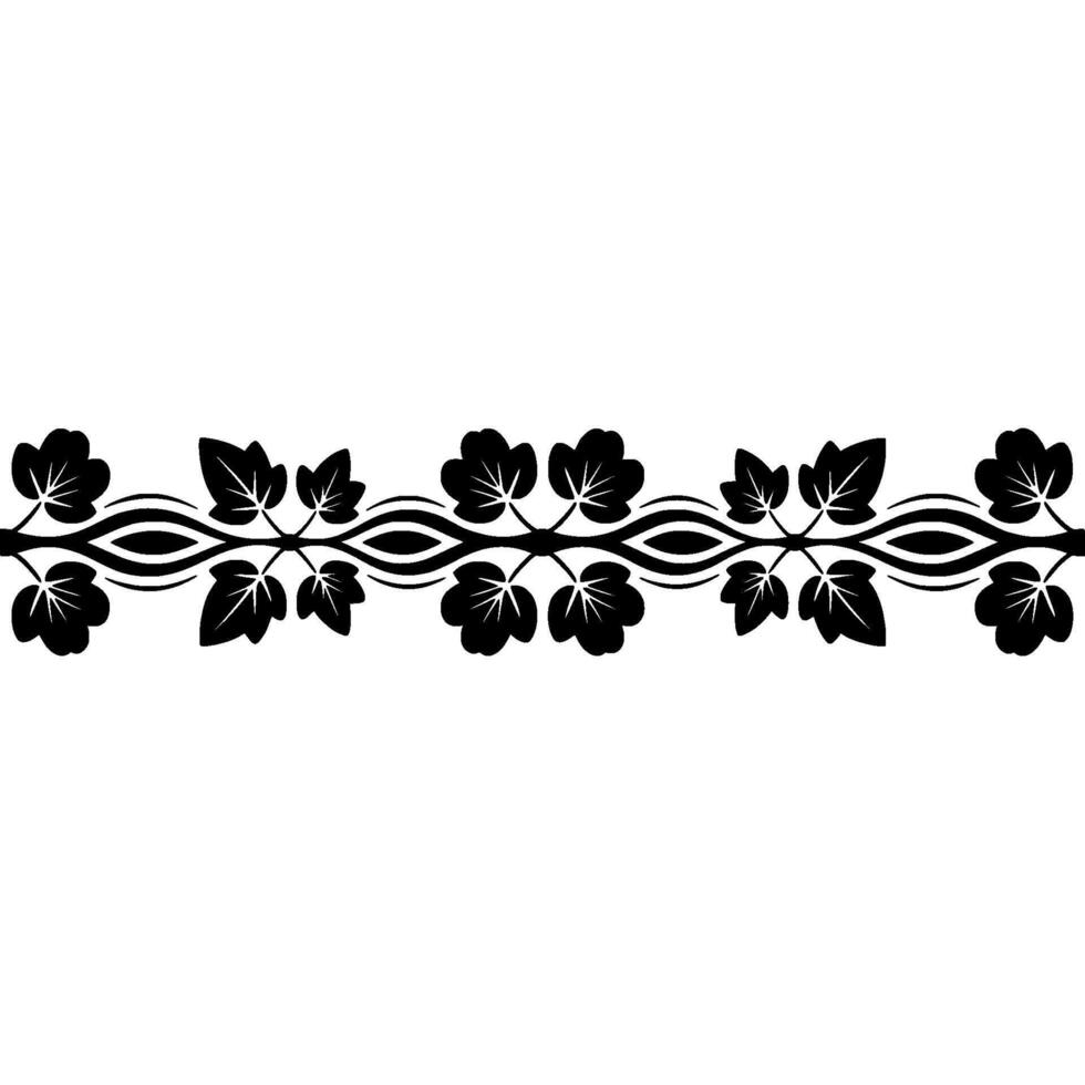 Elegant Black Leaf Border on White Minimalist Decorative Element vector