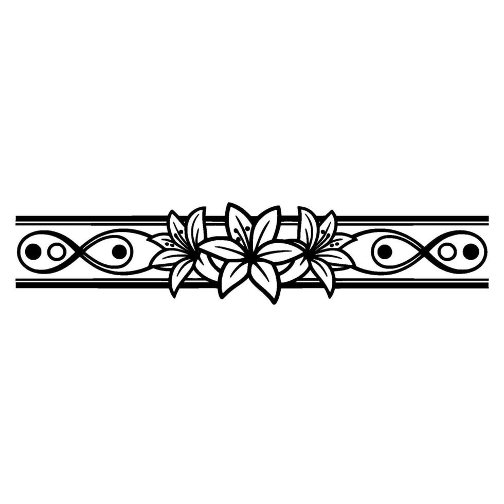 Decorative Floral Border Black and White vector